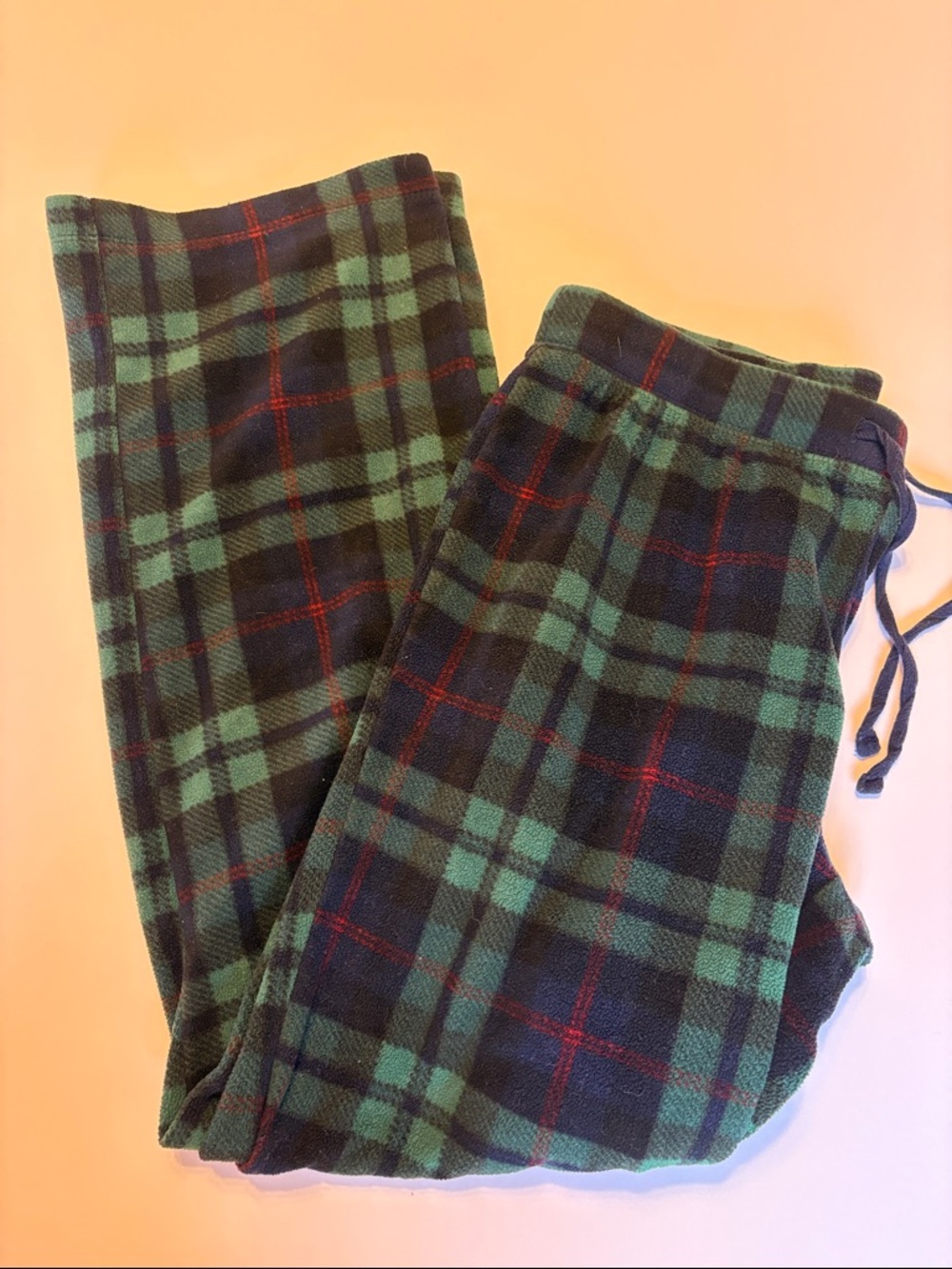 Old Navy Black & Green Plaid Fleece Pajama Pants with Red Accents